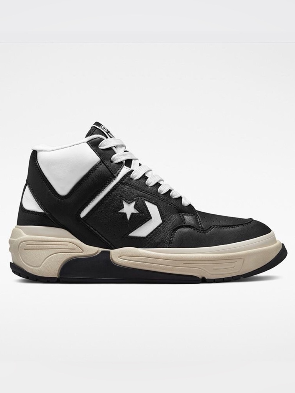Converse Weapon CX Mid Lace Up Leather Chunky Black White Platform Sneakers 6.5